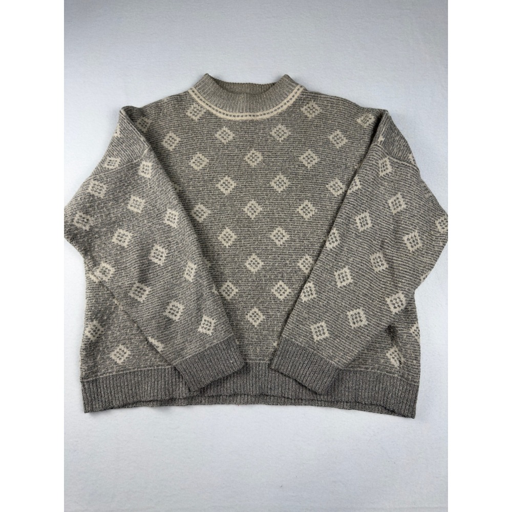 Mondo di Marco Vintage Grey Wool Blend Geometric Knit Sweater Made in Italy 2X